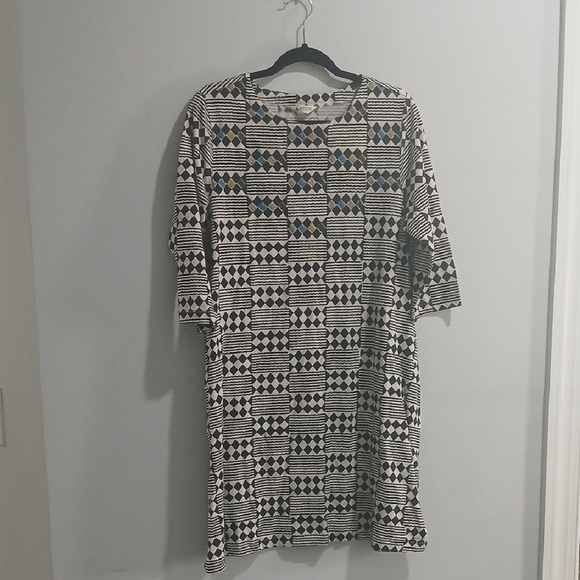 Black and White  Dress with 3/4 Sleeves MARKETPLACE Sz Small 100% Cotton - Picture 1 of 9
